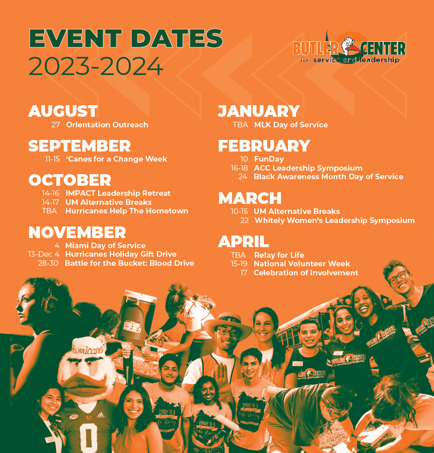 Butler Center Event Dates Calendar